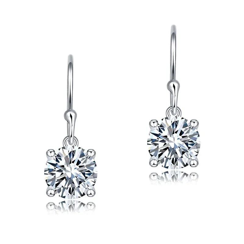 1 Carat Moissanite Diamond Hook Drop Earrings 925 Sterling Silver XMFE8209