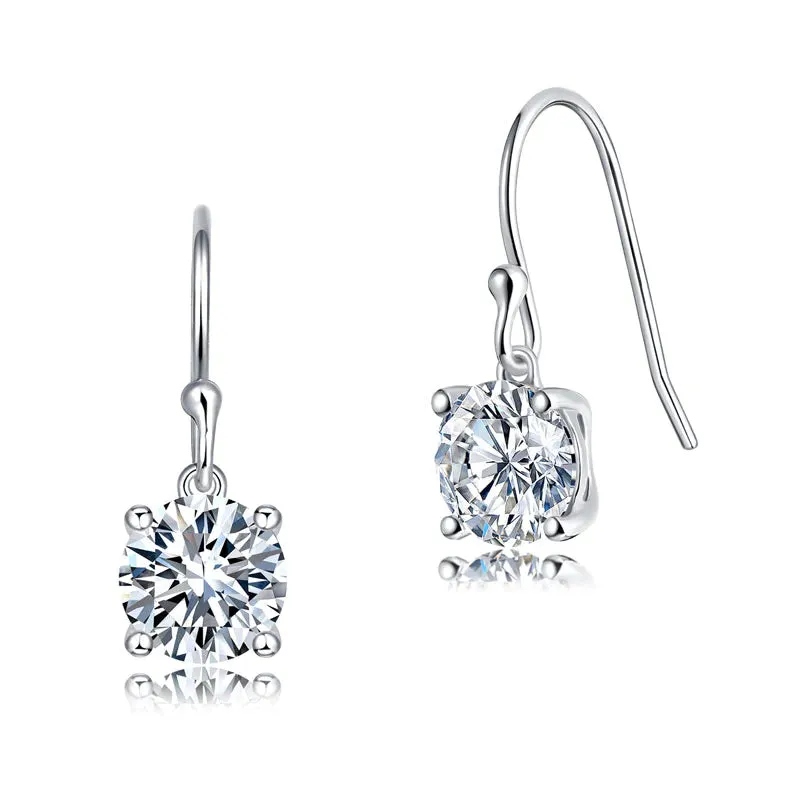 1 Carat Moissanite Diamond Hook Drop Earrings 925 Sterling Silver XMFE8209