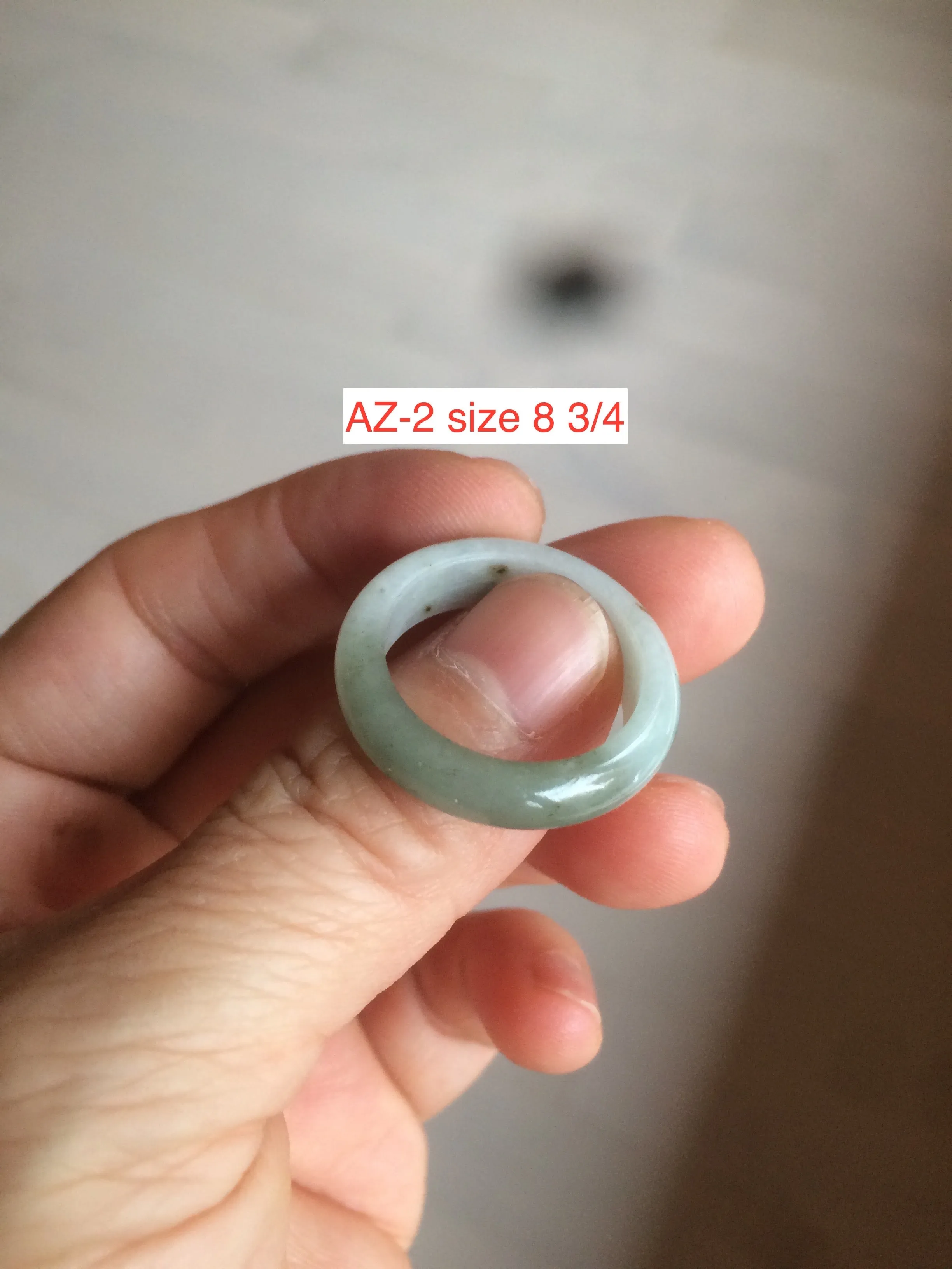 100% natural type A dark green/green jadeite jade band ring AZ91