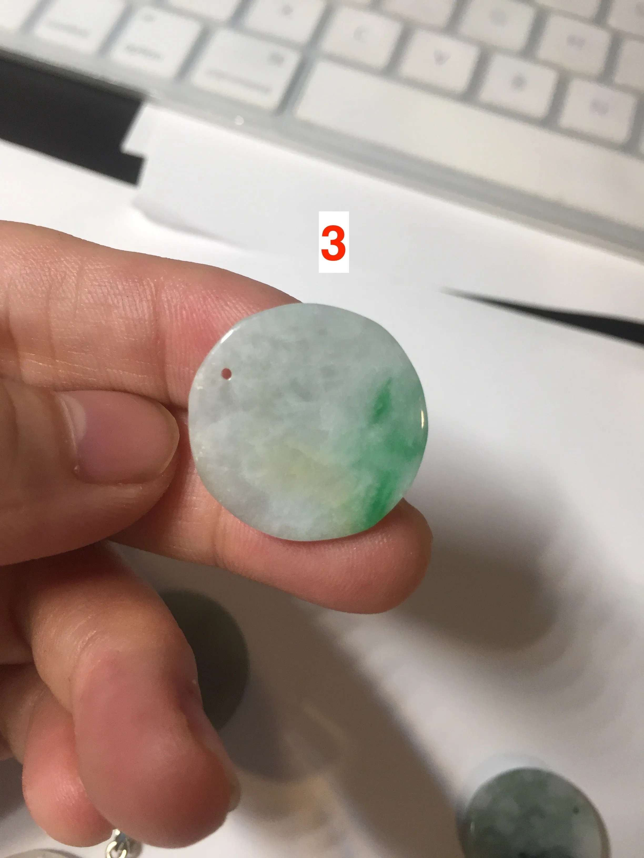 100% Natural type A sunny green/yellow round Jadeite Jade safe and sound pendant group BP94