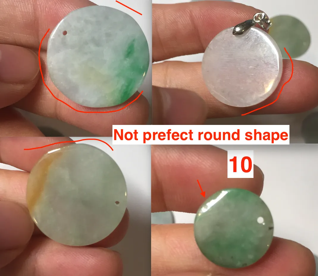 100% Natural type A sunny green/yellow round Jadeite Jade safe and sound pendant group BP94