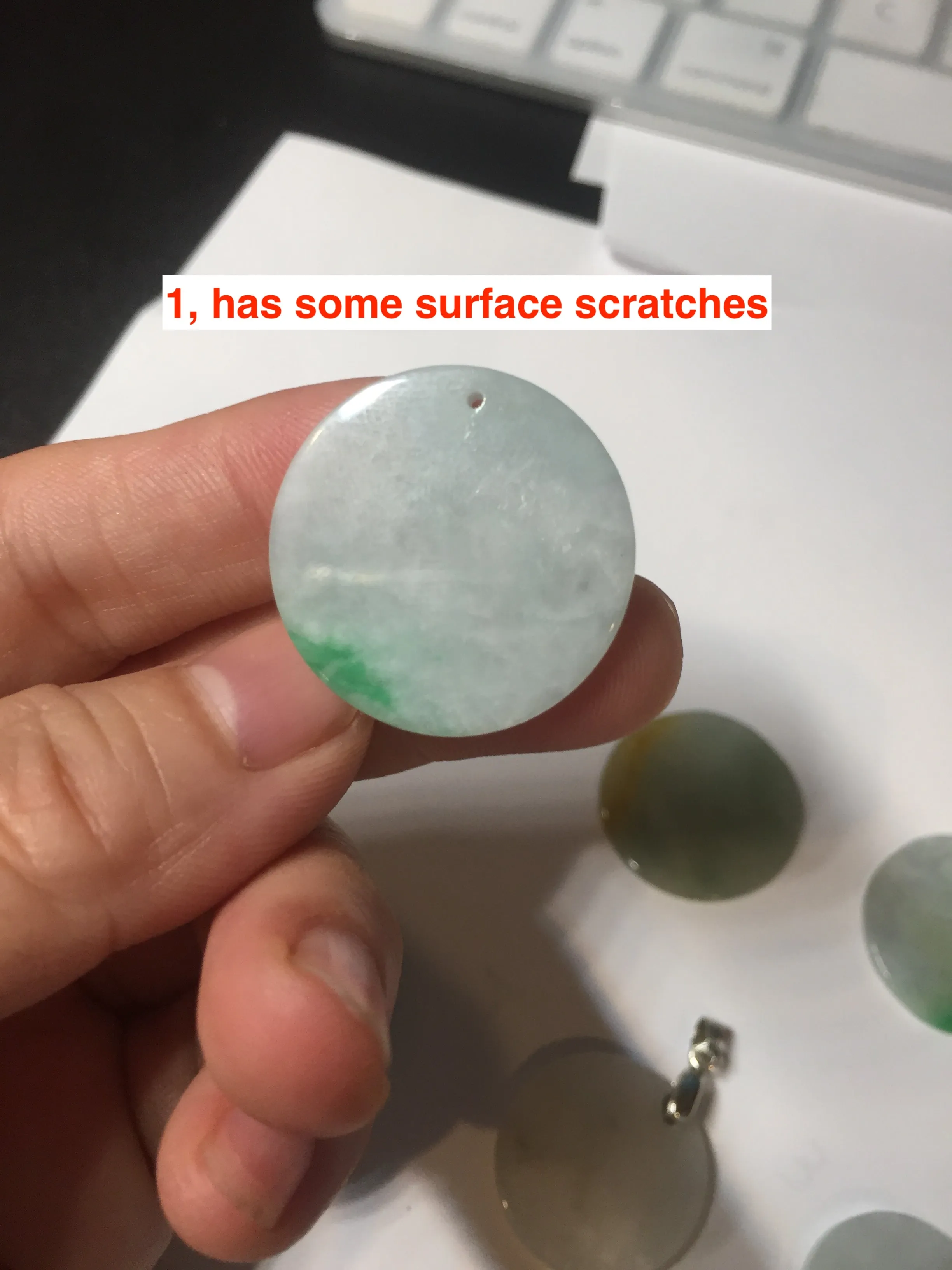 100% Natural type A sunny green/yellow round Jadeite Jade safe and sound pendant group BP94