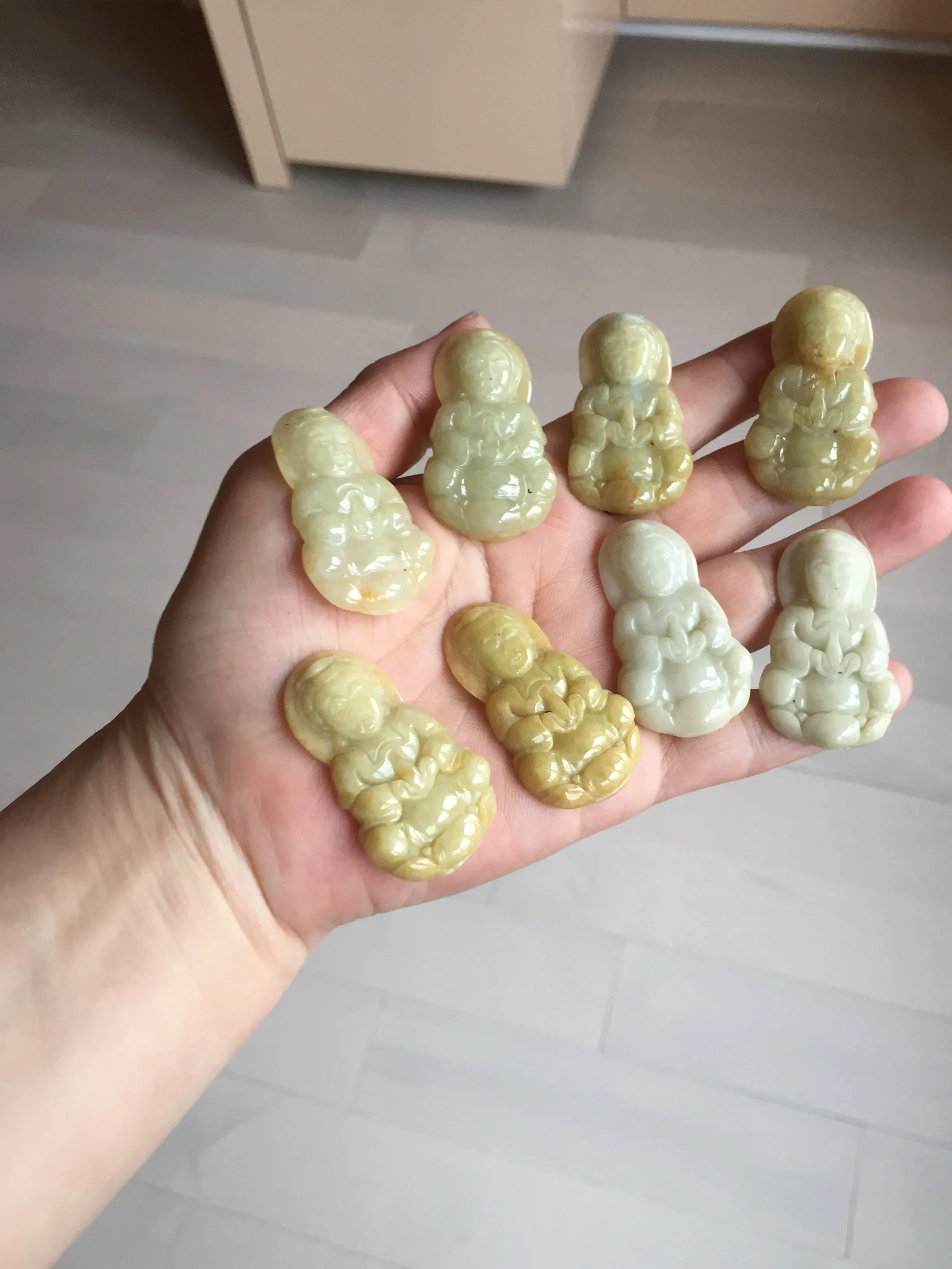 100% natural white grade A yellow/brown/green jadeite jade Guanyin pendants AX160