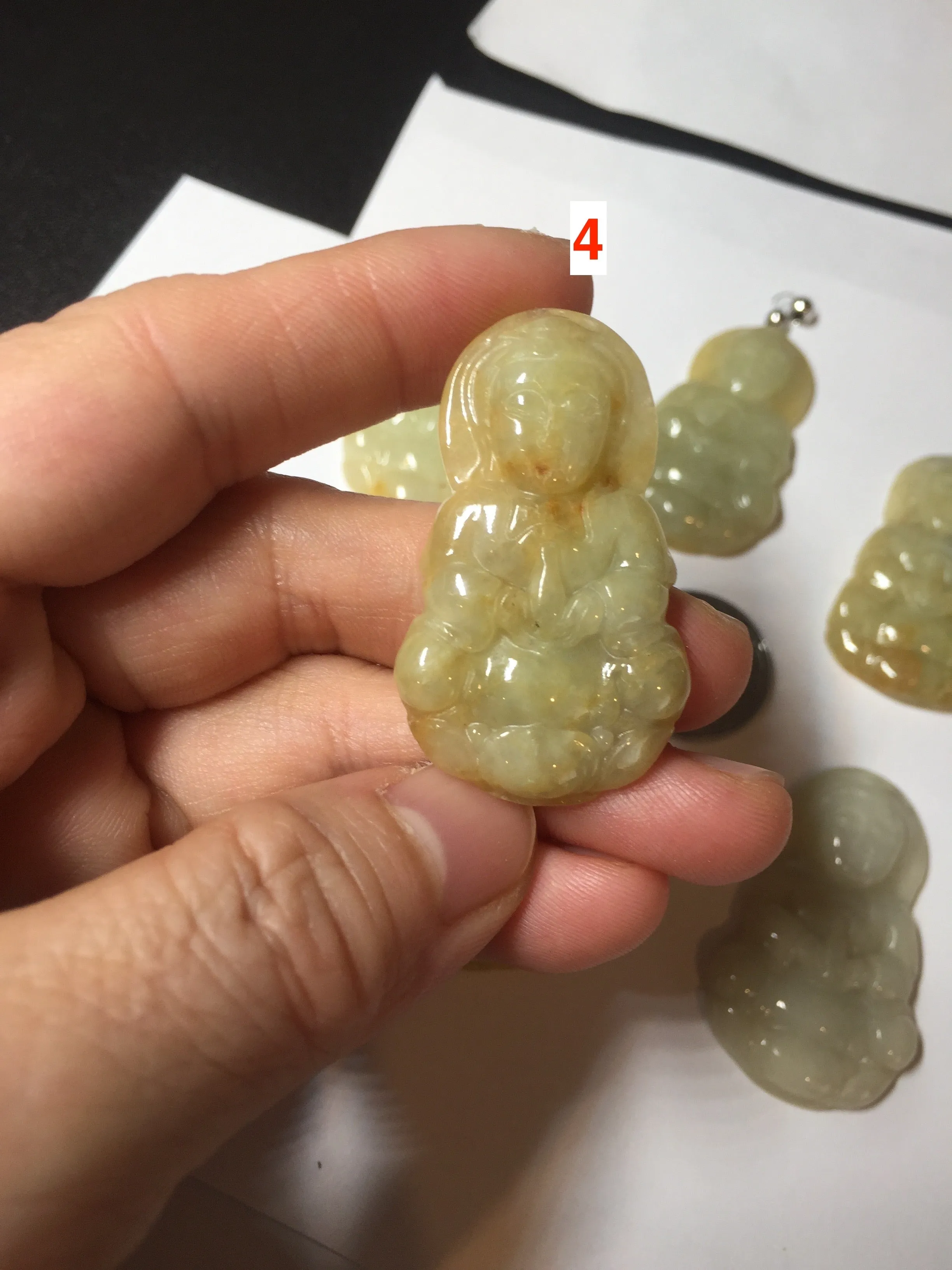 100% natural white grade A yellow/brown/green jadeite jade Guanyin pendants AX160