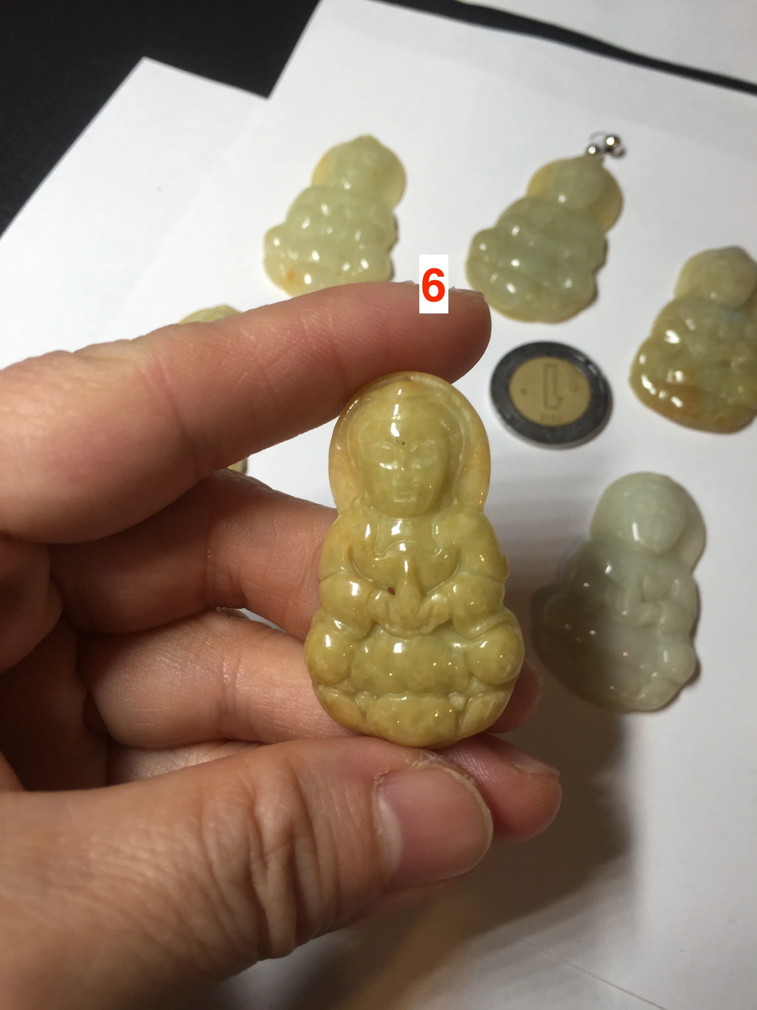 100% natural white grade A yellow/brown/green jadeite jade Guanyin pendants AX160