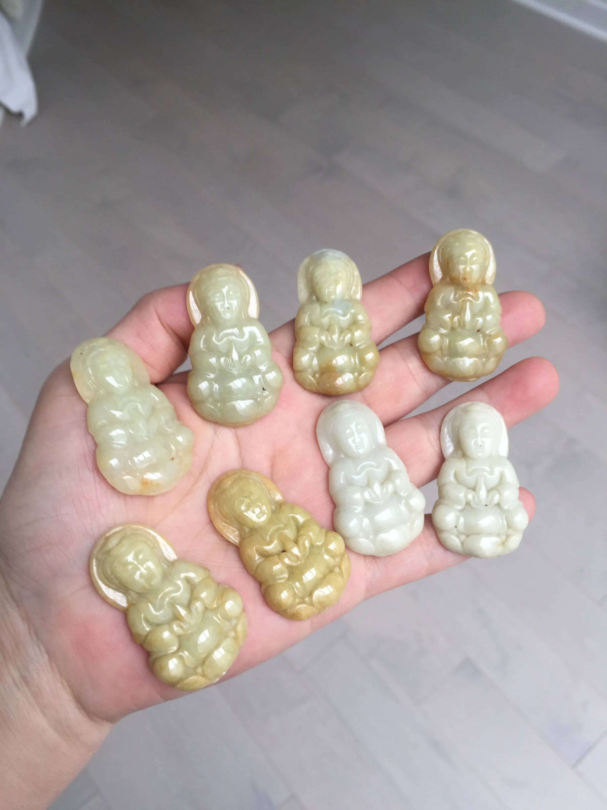 100% natural white grade A yellow/brown/green jadeite jade Guanyin pendants AX160