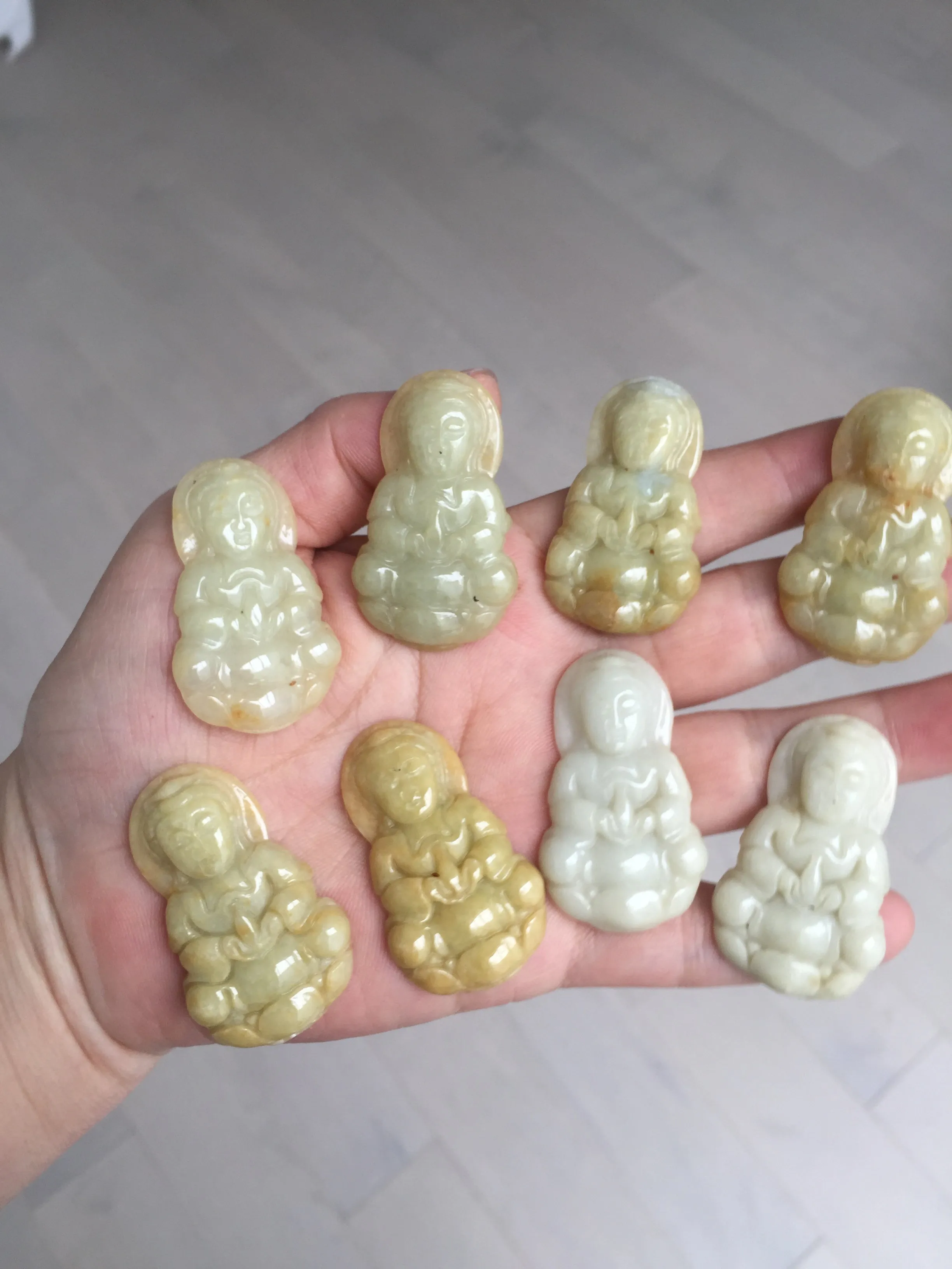 100% natural white grade A yellow/brown/green jadeite jade Guanyin pendants AX160