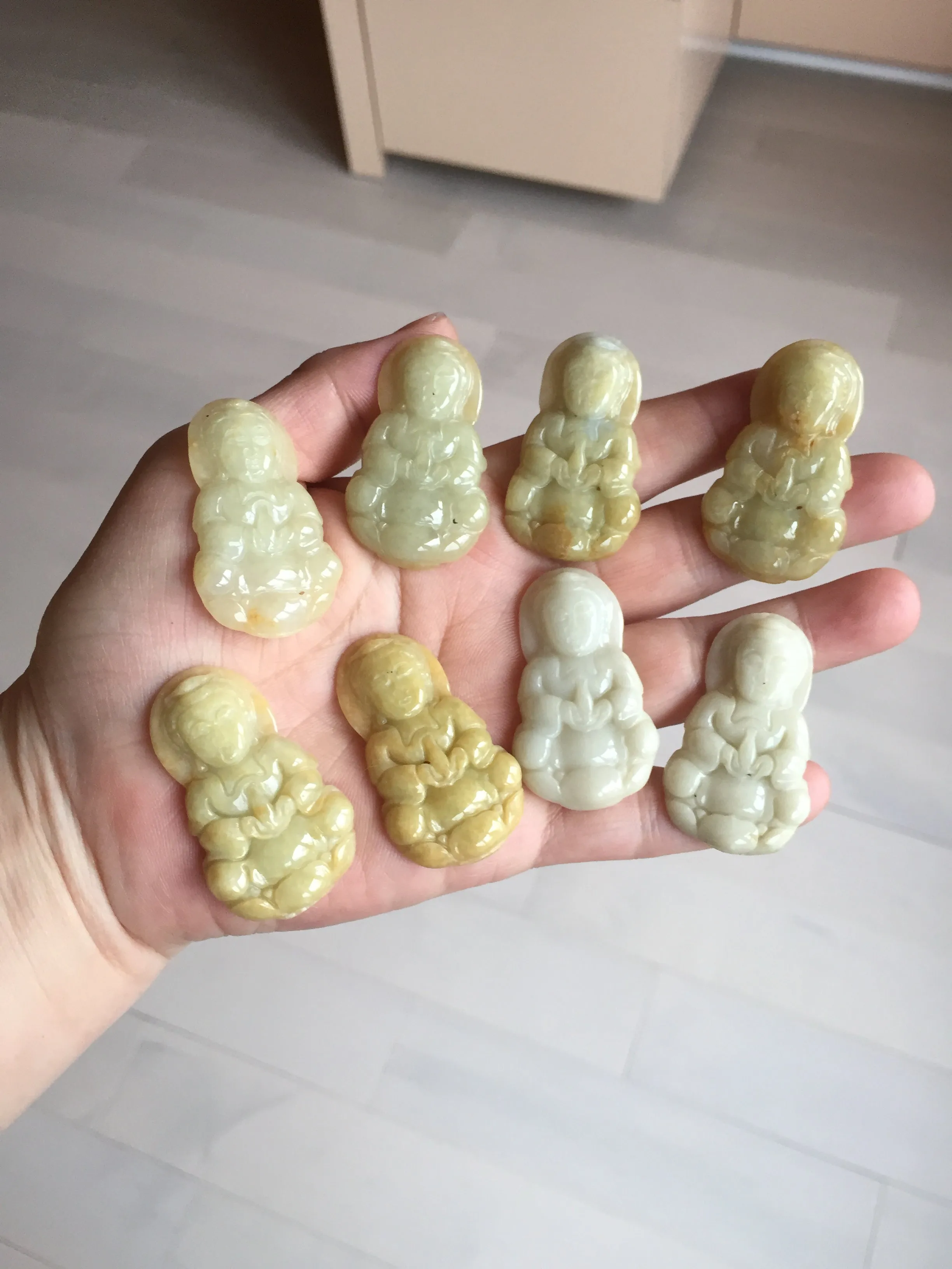 100% natural white grade A yellow/brown/green jadeite jade Guanyin pendants AX160