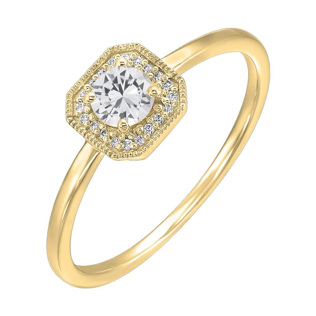 10Kt Yellow Gold Diamond 1/12Ctw & White Topaz 5/8Ctw Ring