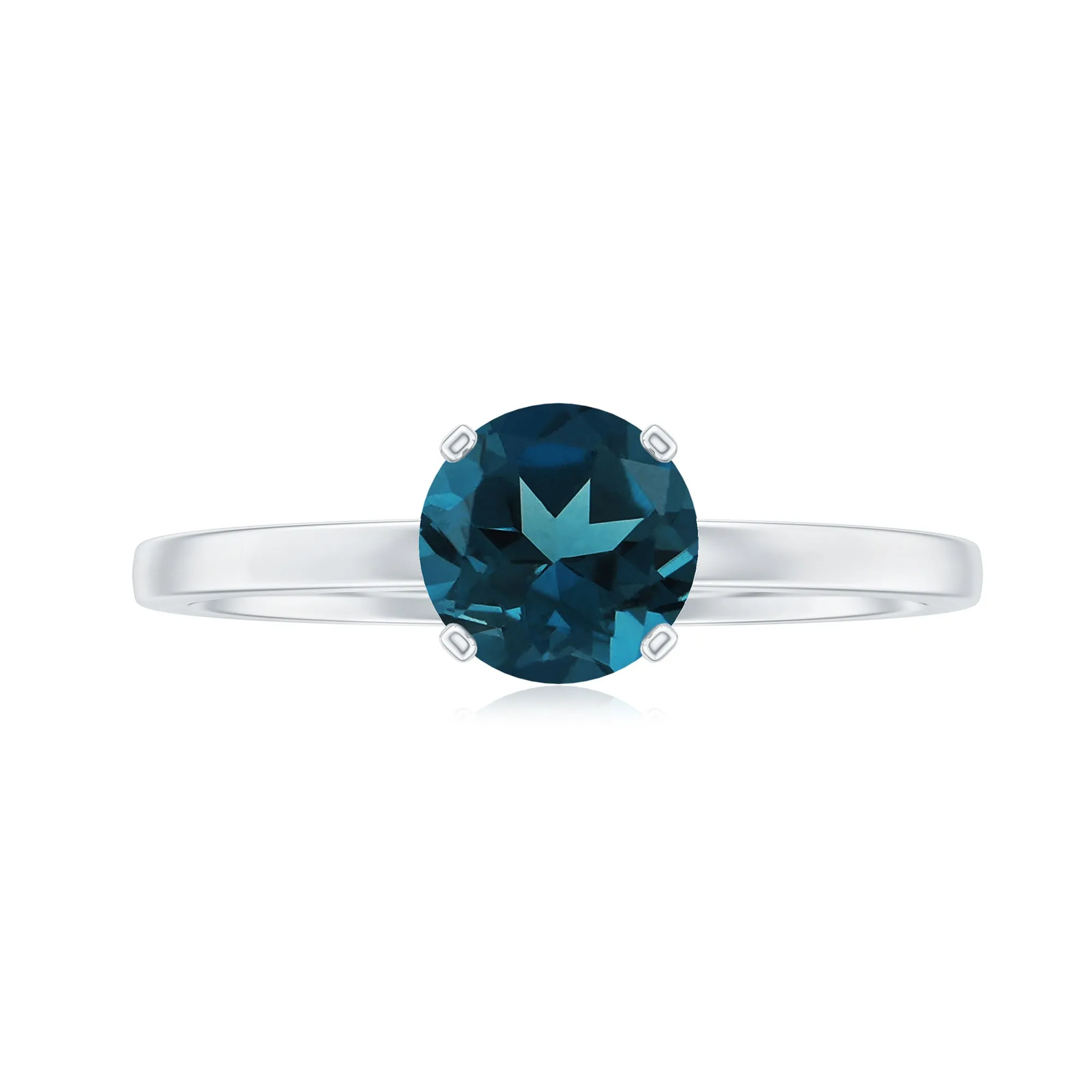 1.25 CT Real London Blue Topaz Solitaire Ring in Gold