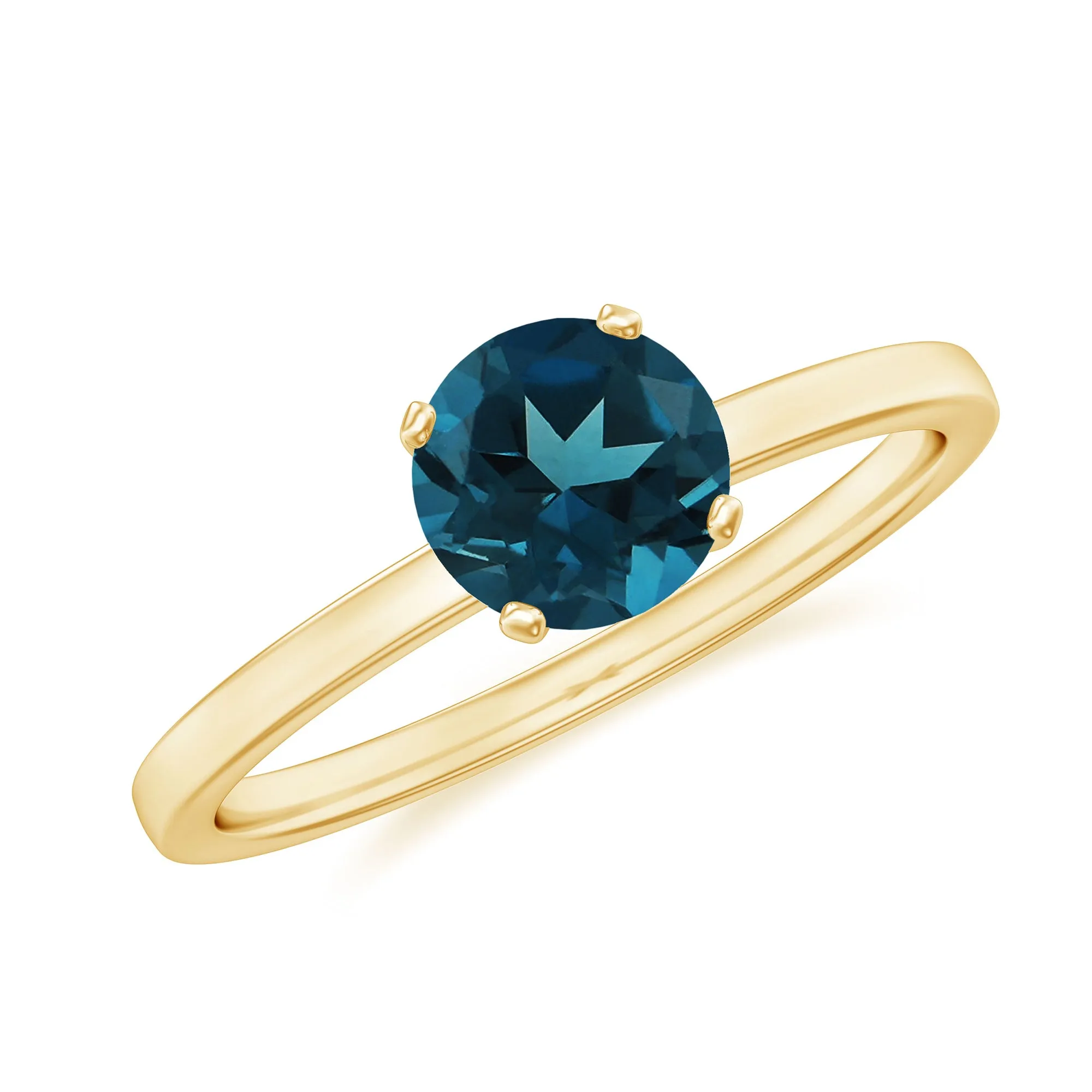 1.25 CT Real London Blue Topaz Solitaire Ring in Gold