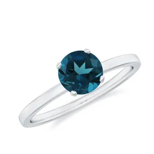 1.25 CT Real London Blue Topaz Solitaire Ring in Gold