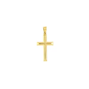 14K Beveled Edge Cross Pendant