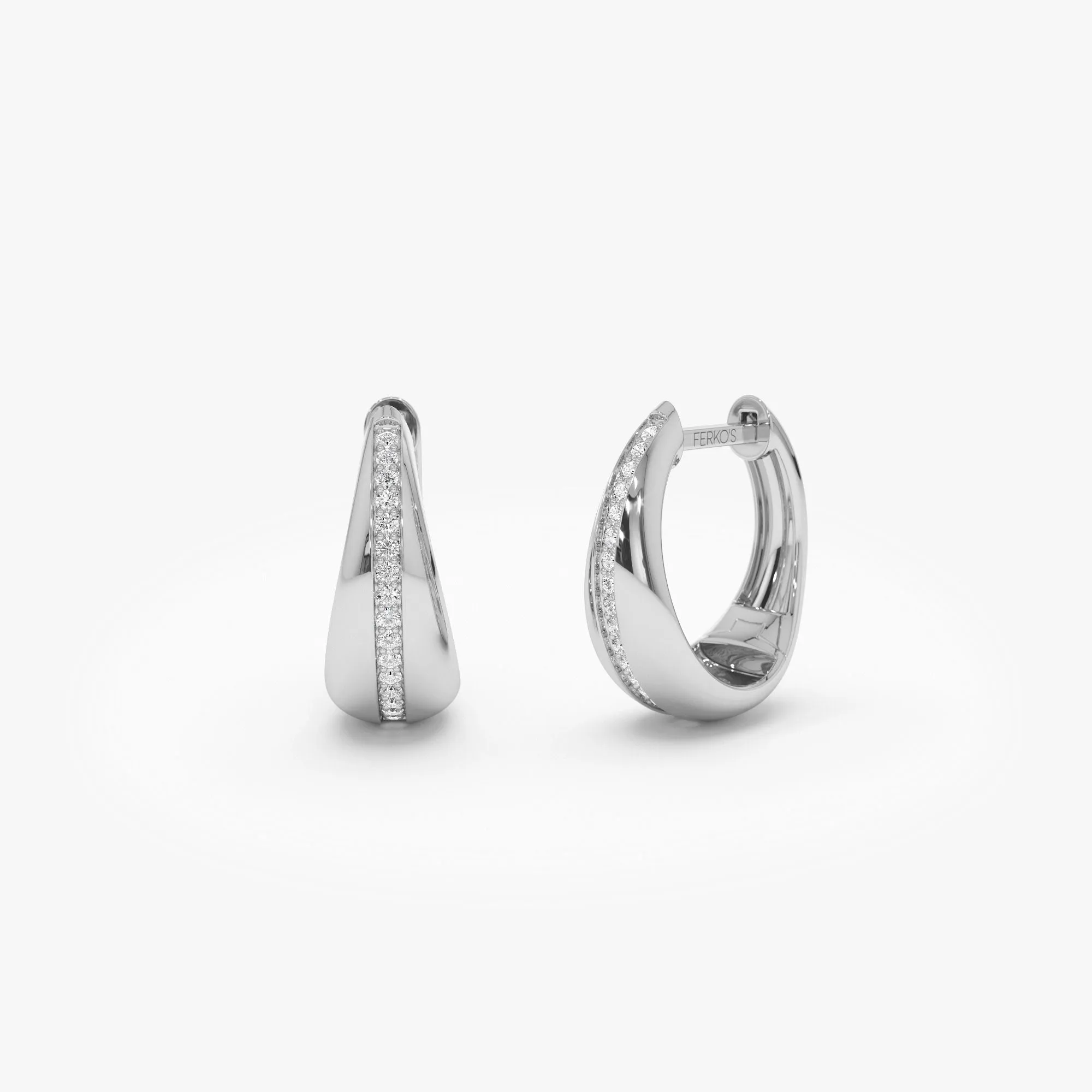 14k Gold Teardrop Diamond Hoop Earrings