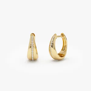 14k Gold Teardrop Diamond Hoop Earrings