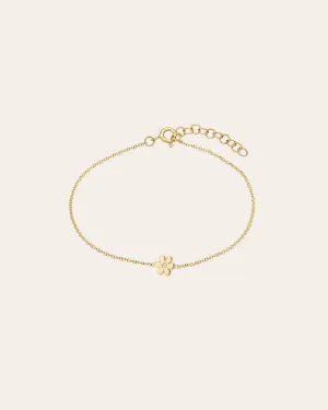 14k Gold Tiny Flower With Diamond Anklet