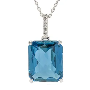 14K W Gold 5.40ct London Blue Topaz 0.03cttw H/SI2 Diamond Pendant