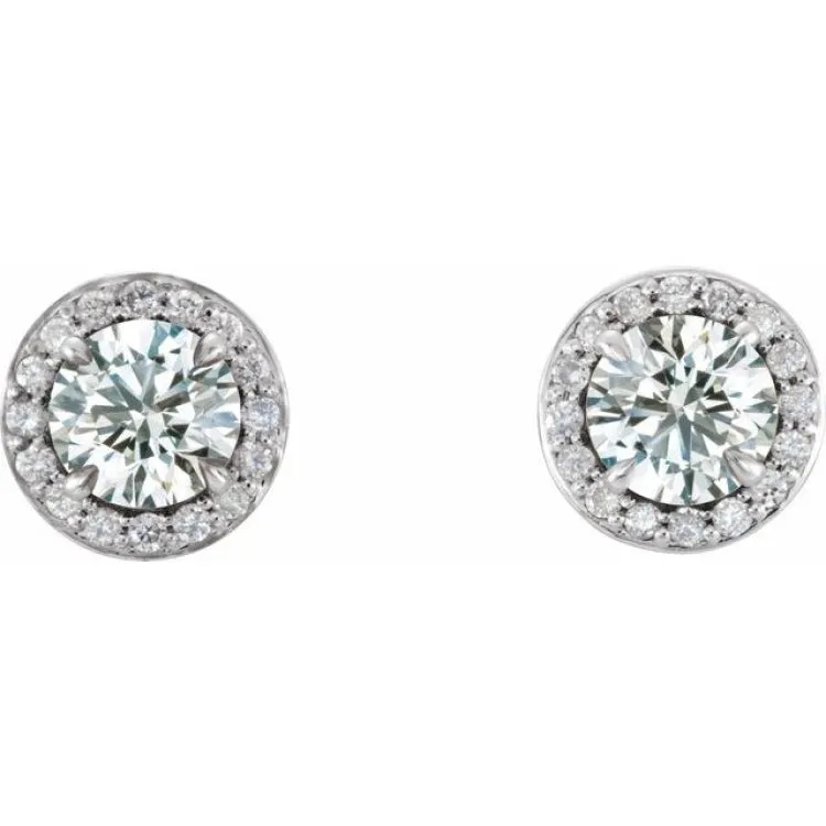 14K White 1 CTW Natural Diamond Halo-Style Earrings