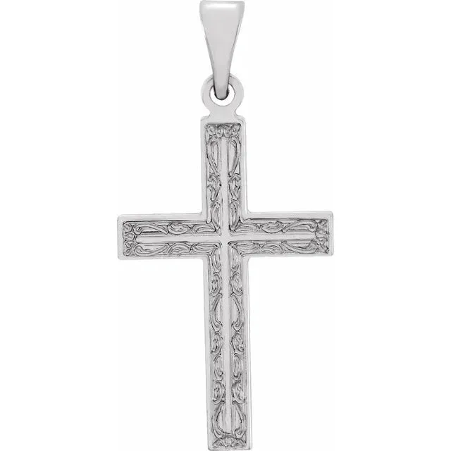 14K White Gold Fancy Cross Pendant