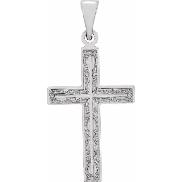 14K White Gold Fancy Cross Pendant