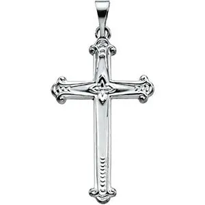 14K White Gold Fancy Cross Pendant