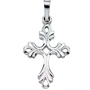 14K White Gold Medium Cross Pendant