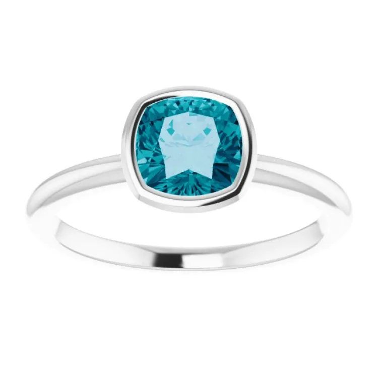 14K White Natural London Blue Topaz Ring