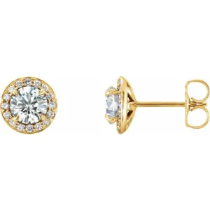 14K Yellow 5/8 CTW Natural Diamond Halo-Style Earrings