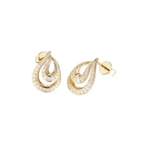 14K Yellow Gold Free Form Diamond Fashion Earrings