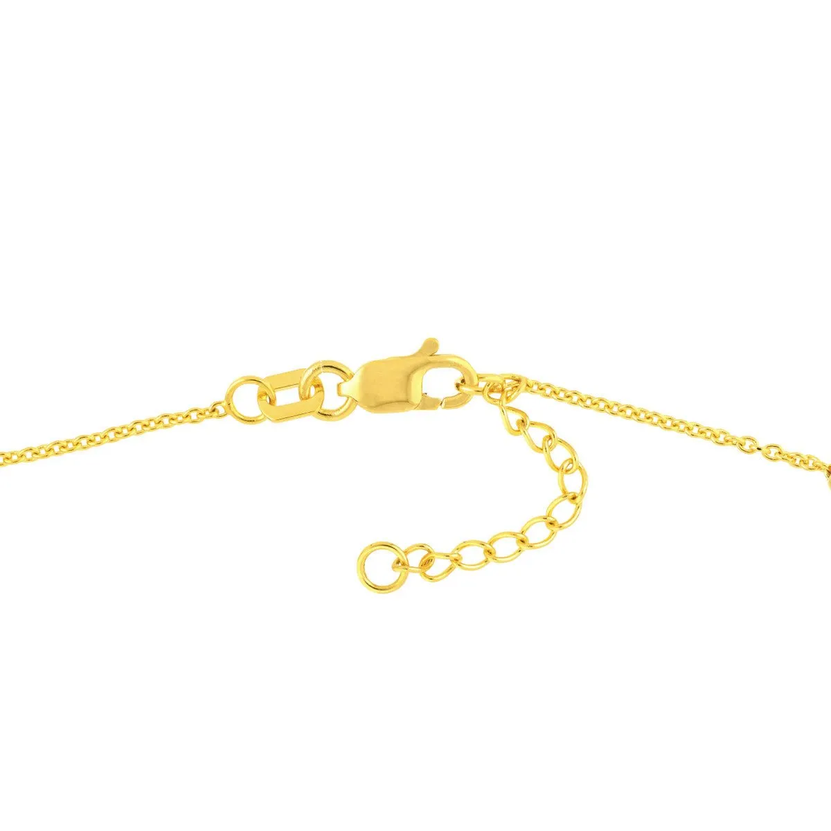 14K Yellow Gold Virgin Mary and Cross Adjustable Anklet