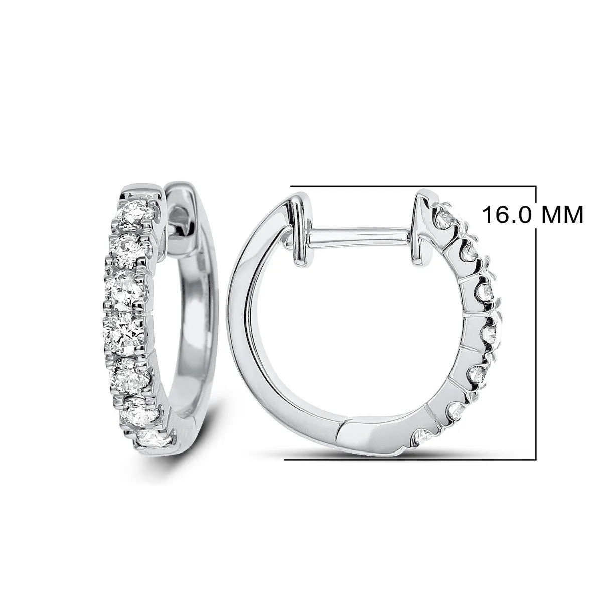 14KT GOLD 1/2 CTW DIAMOND ROUND HOOP EARRINGS