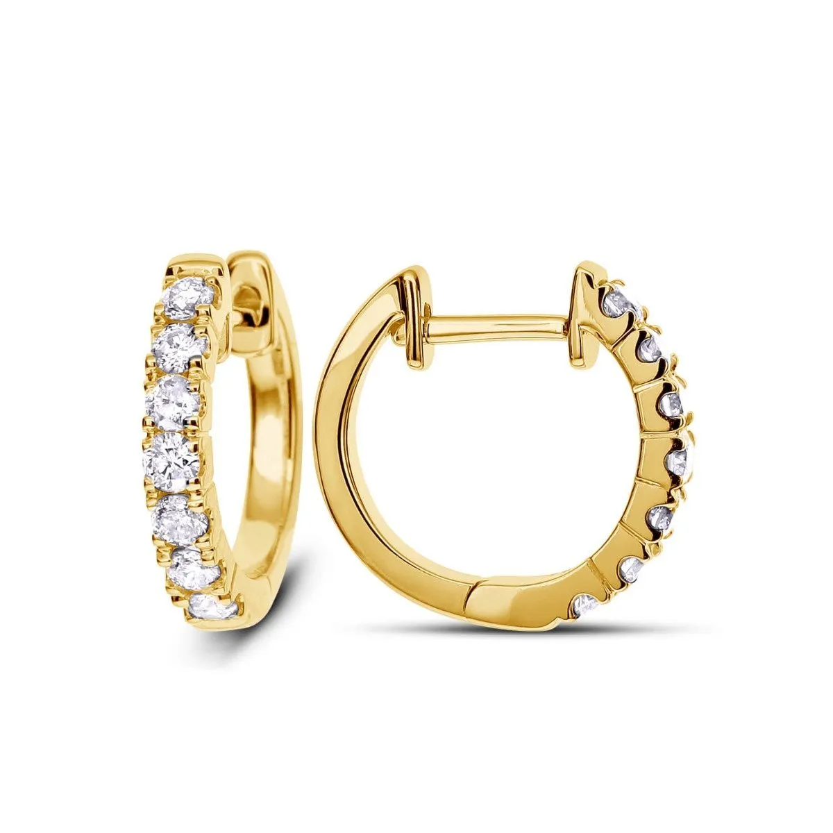 14KT GOLD 1/2 CTW DIAMOND ROUND HOOP EARRINGS