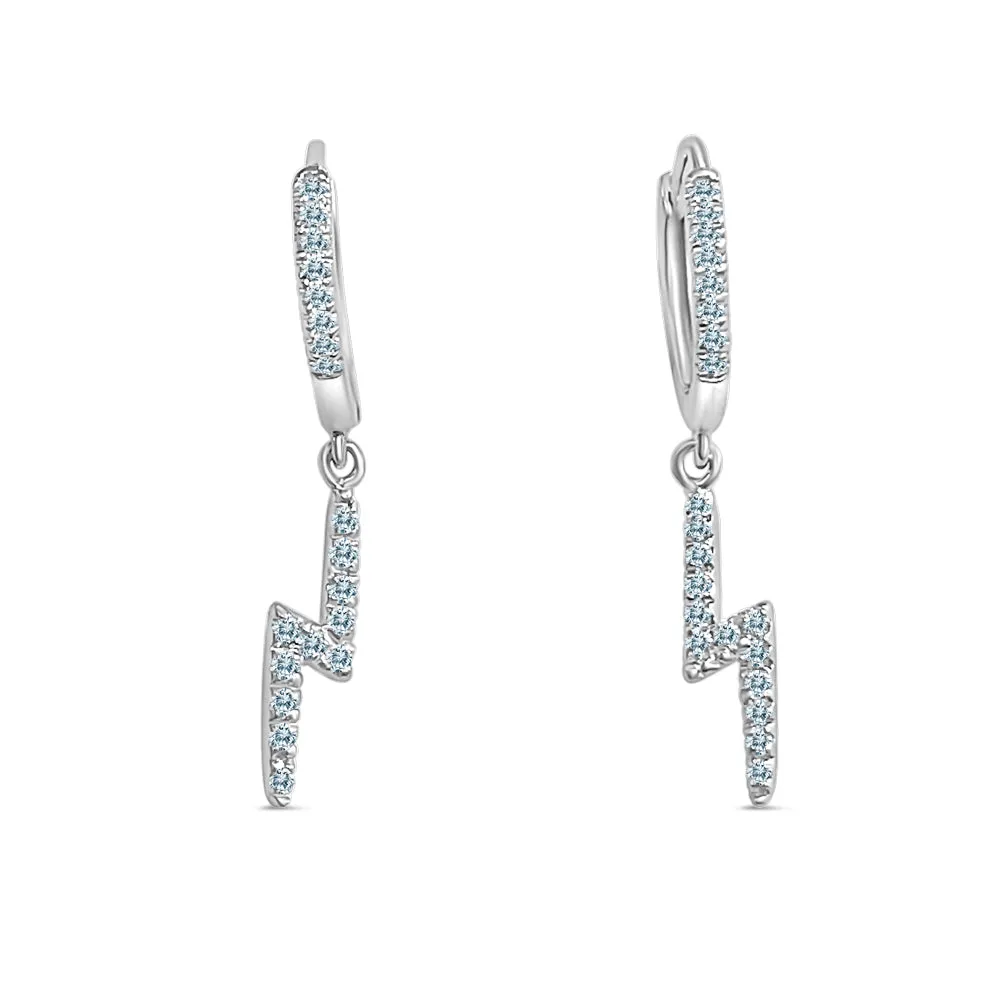 14KW 38DIA(S/C)0.13CT, DANGLING HUGGIE LIGHTNING EARRINGS (121EA4883AD)