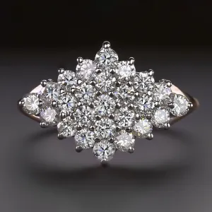 1.75ct DIAMOND COCKTAIL RING KITE CLUSTER NATURAL 14k WHITE YELLOW GOLD TWO TONE