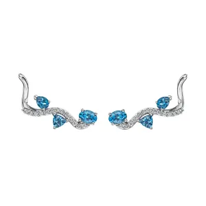 18k Mirage White Gold Earring With 0.24 Cts Vs-Gh Diamonds  And Topaz