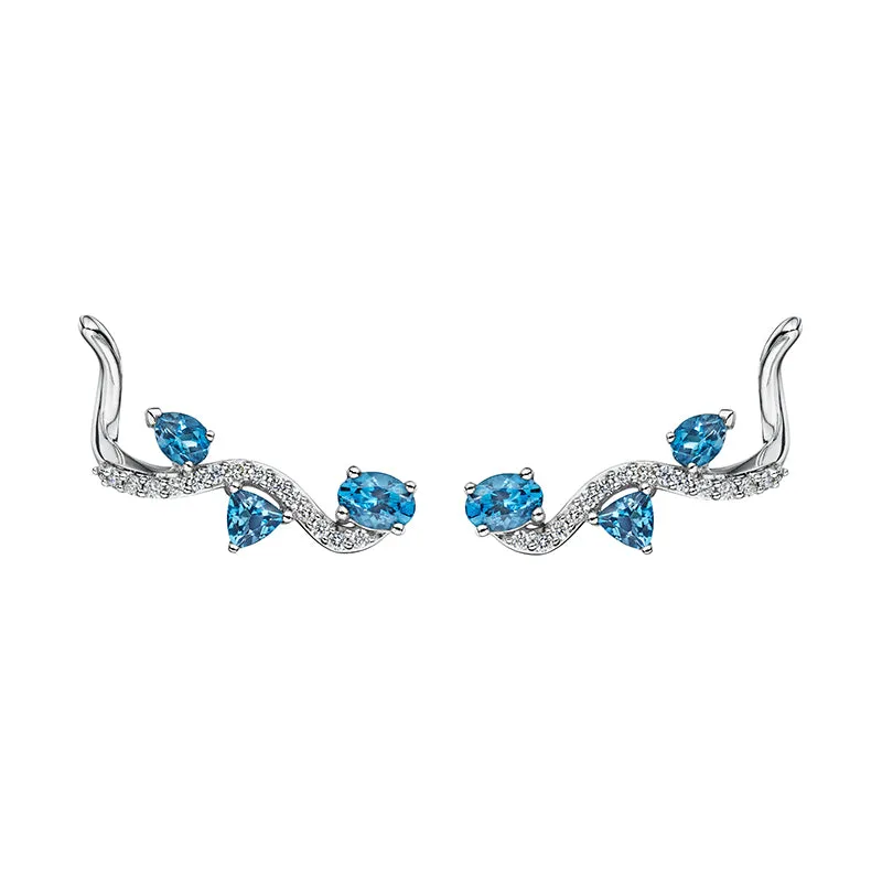 18k Mirage White Gold Earring With 0.24 Cts Vs-Gh Diamonds  And Topaz