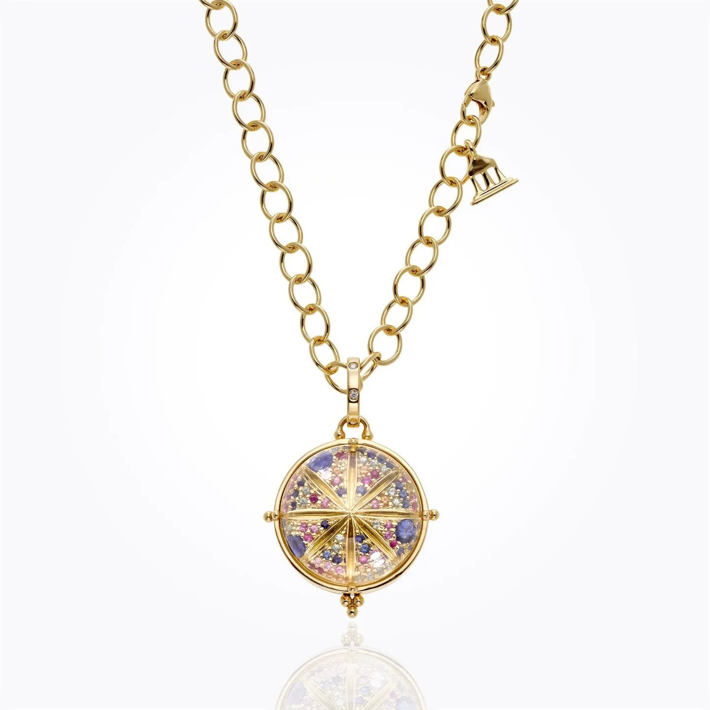 18K Sorcerer Crystal Locket in mix sapphires and diamond