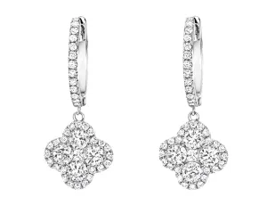 18k White Gold Quatrefoil Diamond Earrings