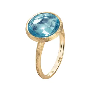 18K Yellow Gold Blue Topaz Medium Stackable Ring