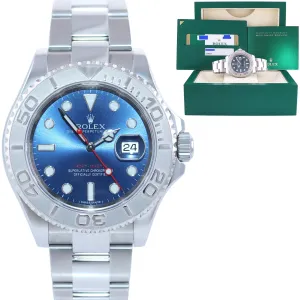 2015 Mint PAPERS Rolex Yacht-Master 116622 Steel Platinum Blue 40mm Watch Box