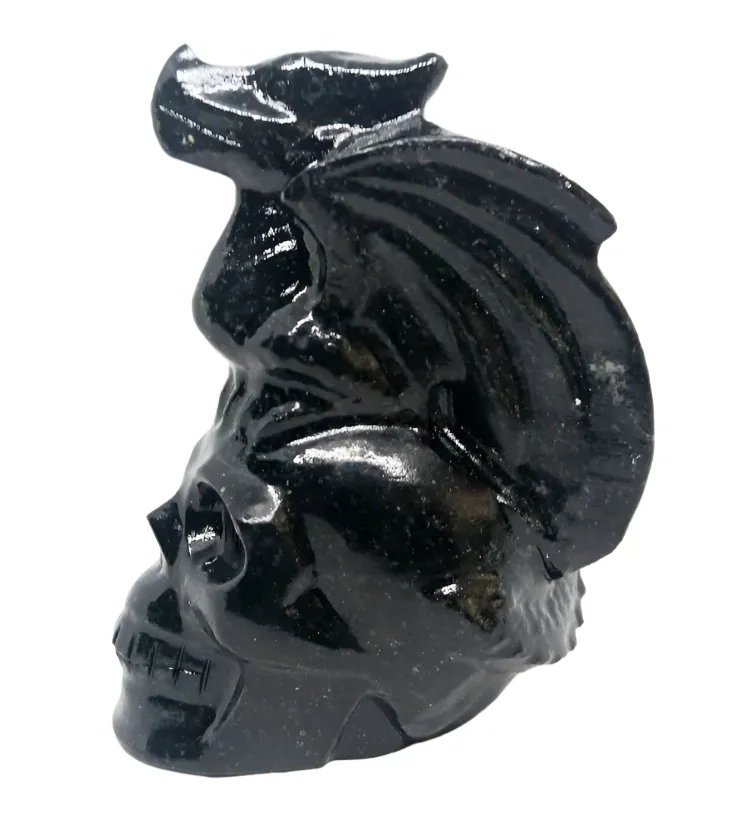 247G Black Jade Crystal Dragon on Skull