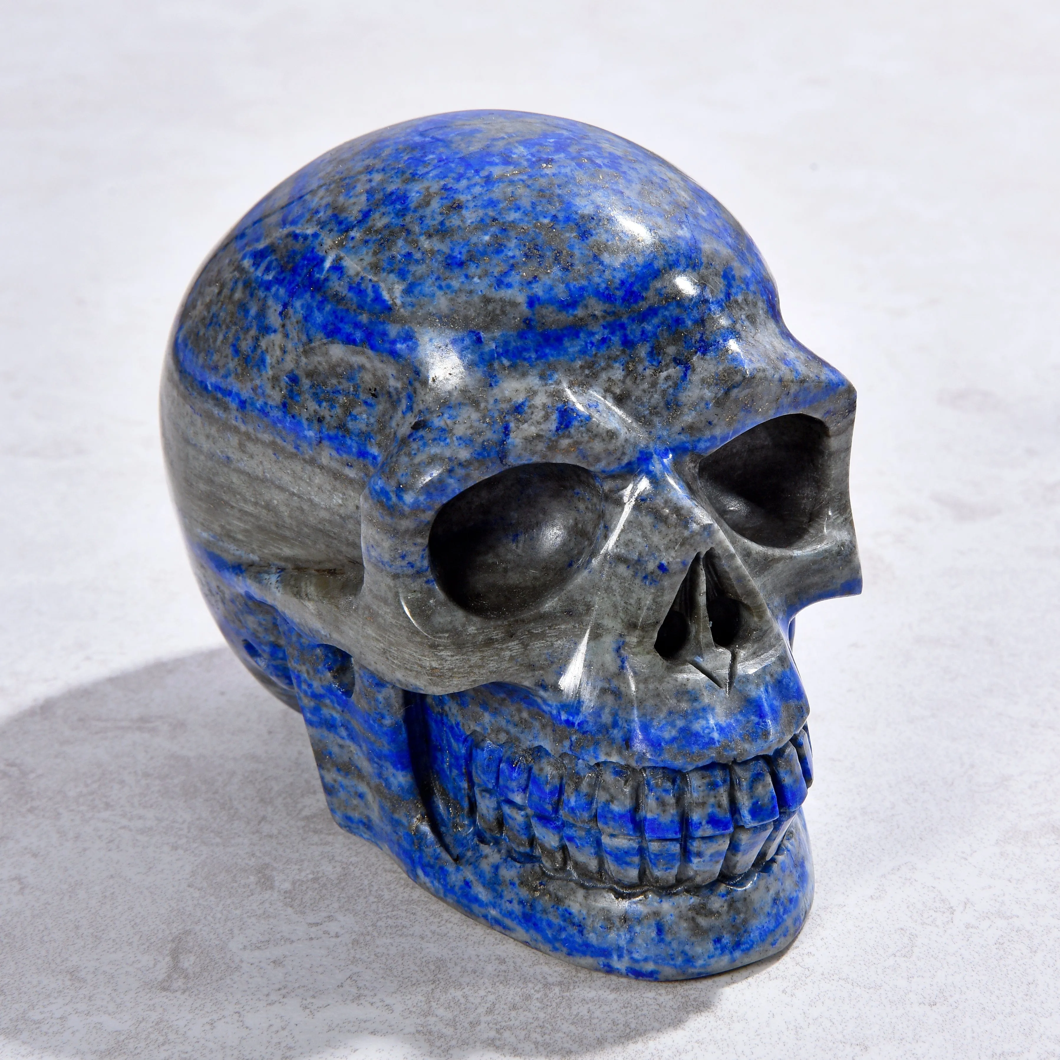 3" Natural Lapis Skull Gemstone Carving