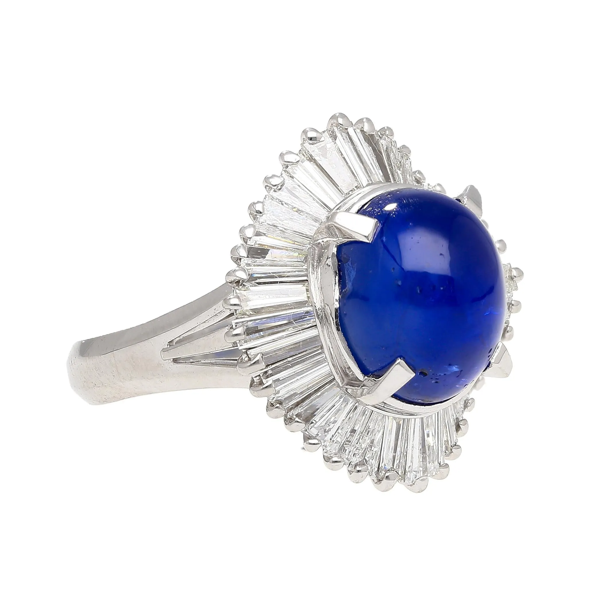 7.04 Carat Blue Star Sapphire and Diamond Platinum Ballerina Ring