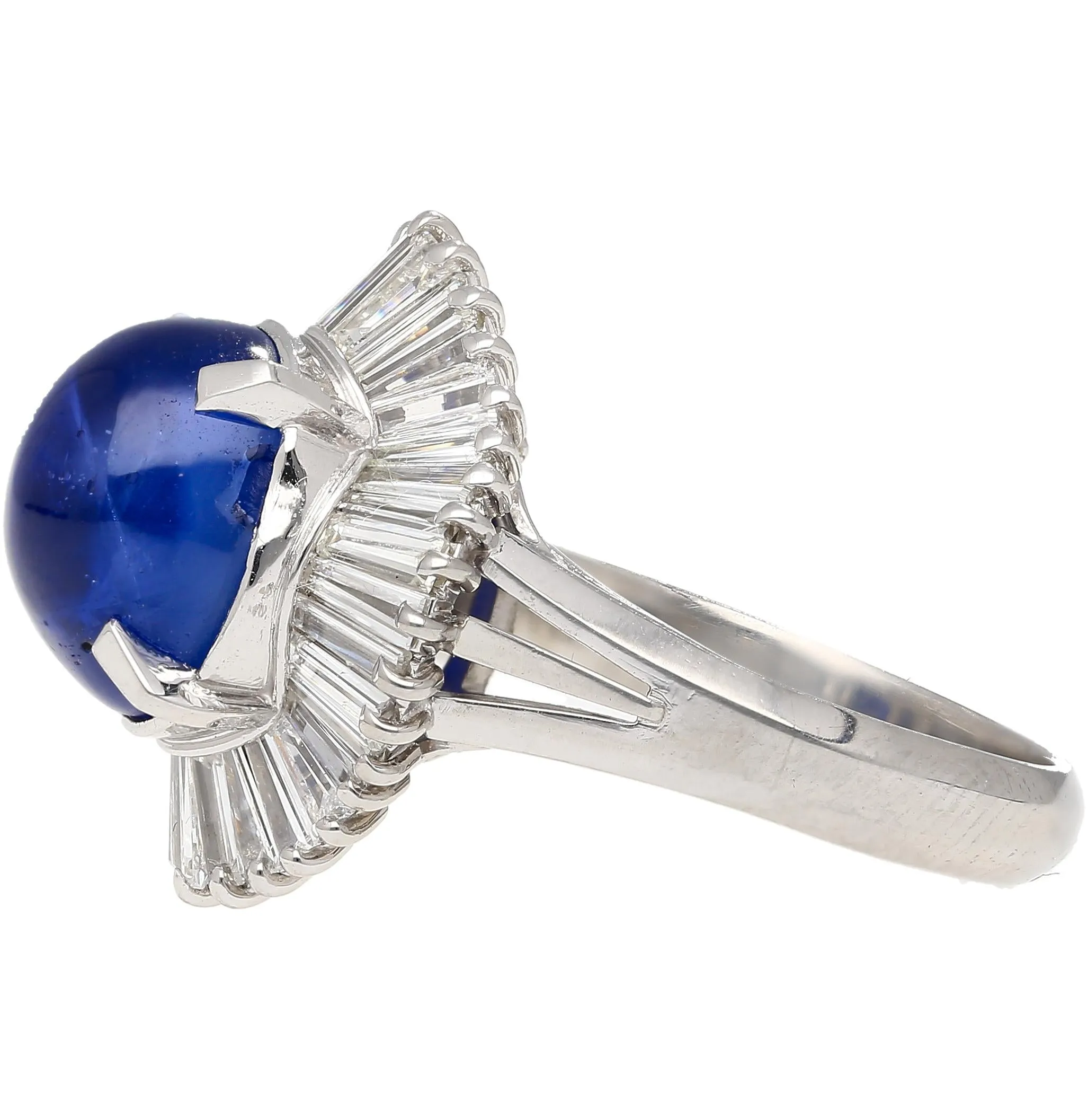 7.04 Carat Blue Star Sapphire and Diamond Platinum Ballerina Ring