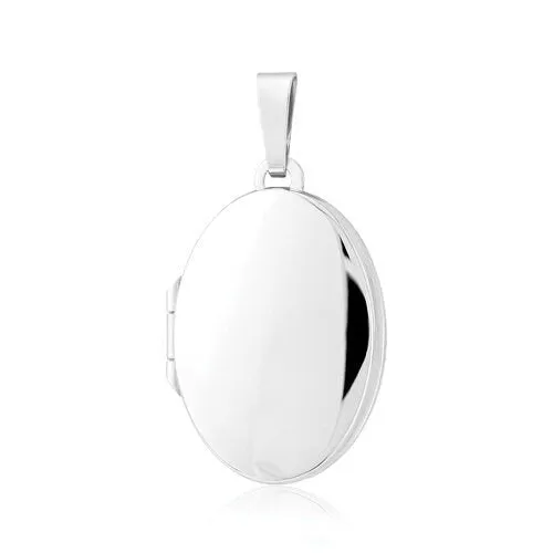 9ct White Gold Extra-Large Oval Locket, Statement Elegance, 44mm, Chain Options 16" - 20", Gift box included