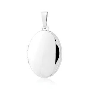 9ct White Gold Extra-Large Oval Locket, Statement Elegance, 44mm, Chain Options 16" - 20", Gift box included