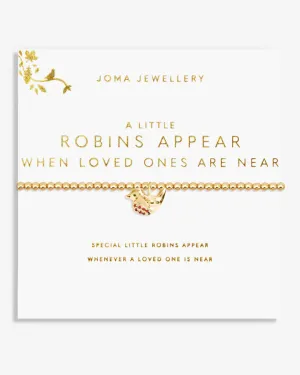 A Litte 'Robins Appear When Loved Ones Are Near' Bracelet in Gold Plating