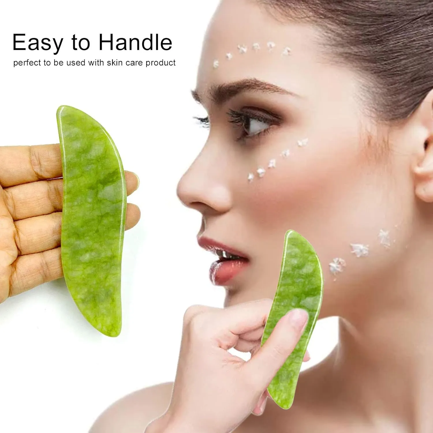 Anti-Aging Natural Stone Jade Gua Sha Heart Shape Scrapper for Face Massage Slimming Facial Relaxation and Face Lift