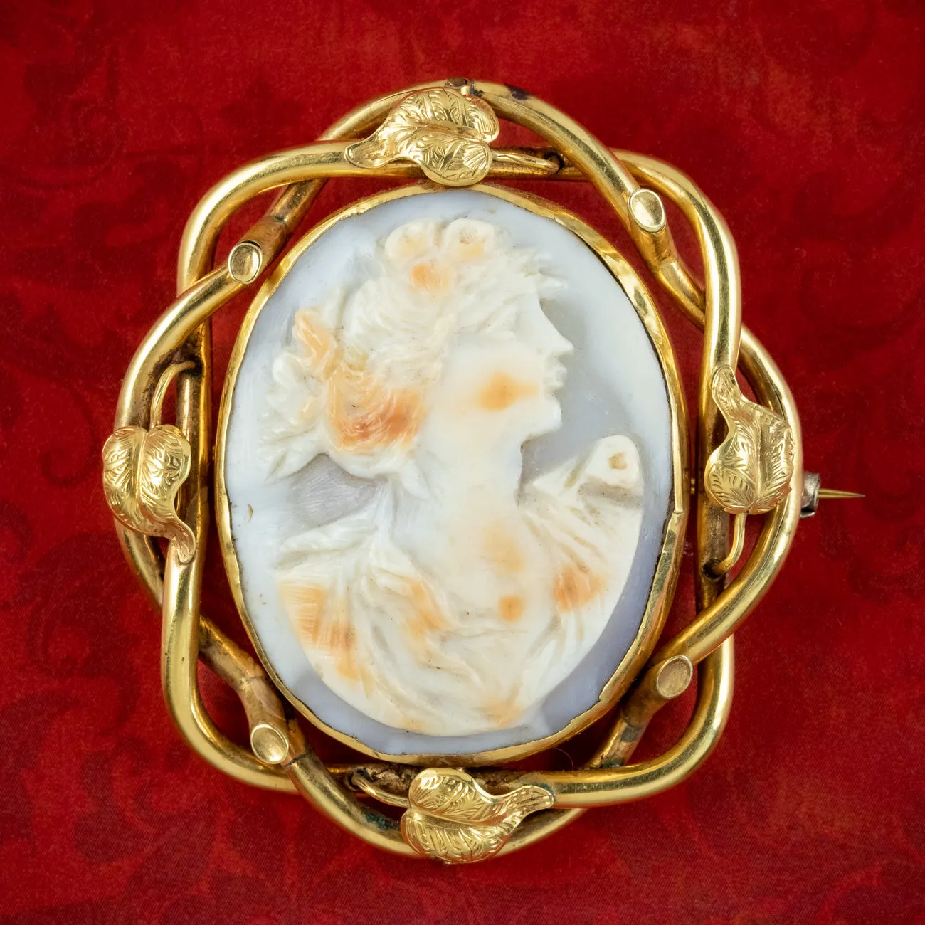 Antique Edwardian Cameo Brooch 9ct Gold Circa 1905 Boxed