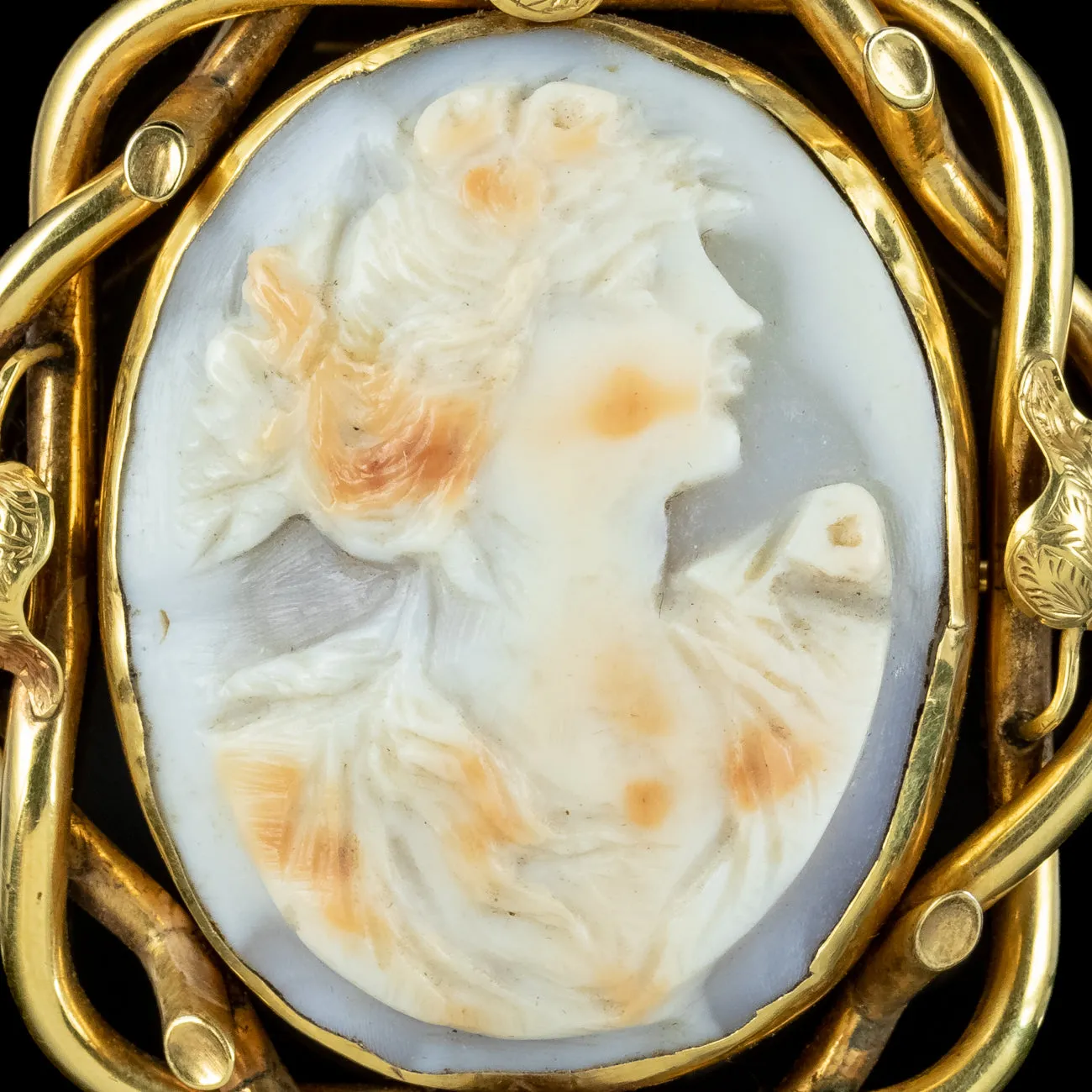 Antique Edwardian Cameo Brooch 9ct Gold Circa 1905 Boxed